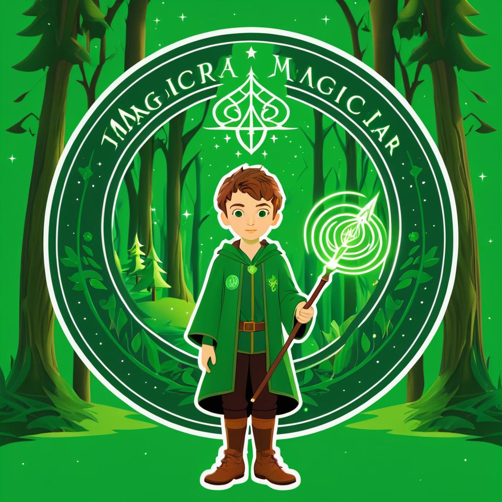 Young Wizard in Magical Forest Logo