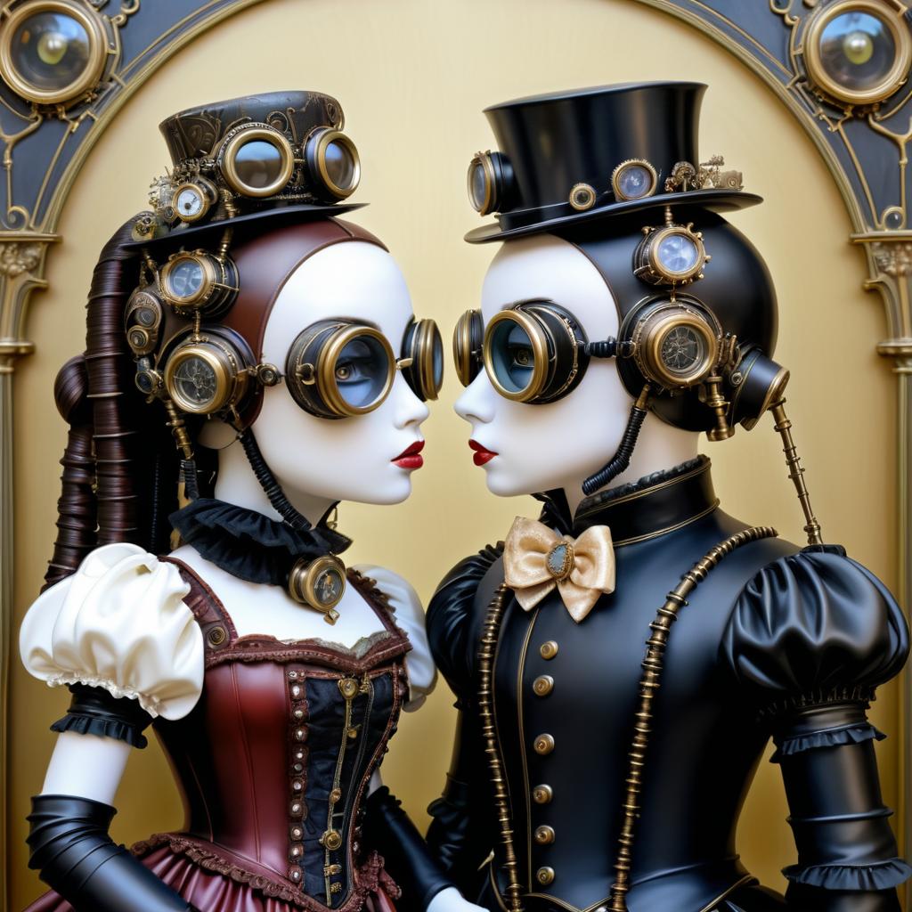 Steampunk Robots in a Romantic Embrace