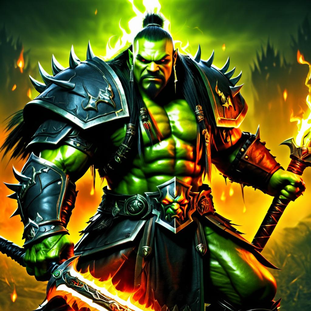 Orc Blade Master in Fiery Battlefield