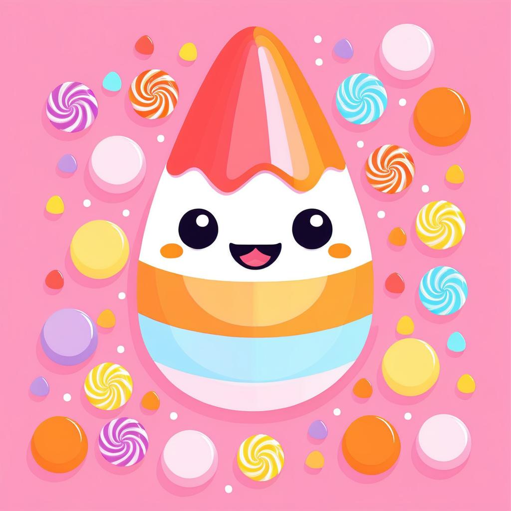 Kawaii Candy Corn Character Illustration