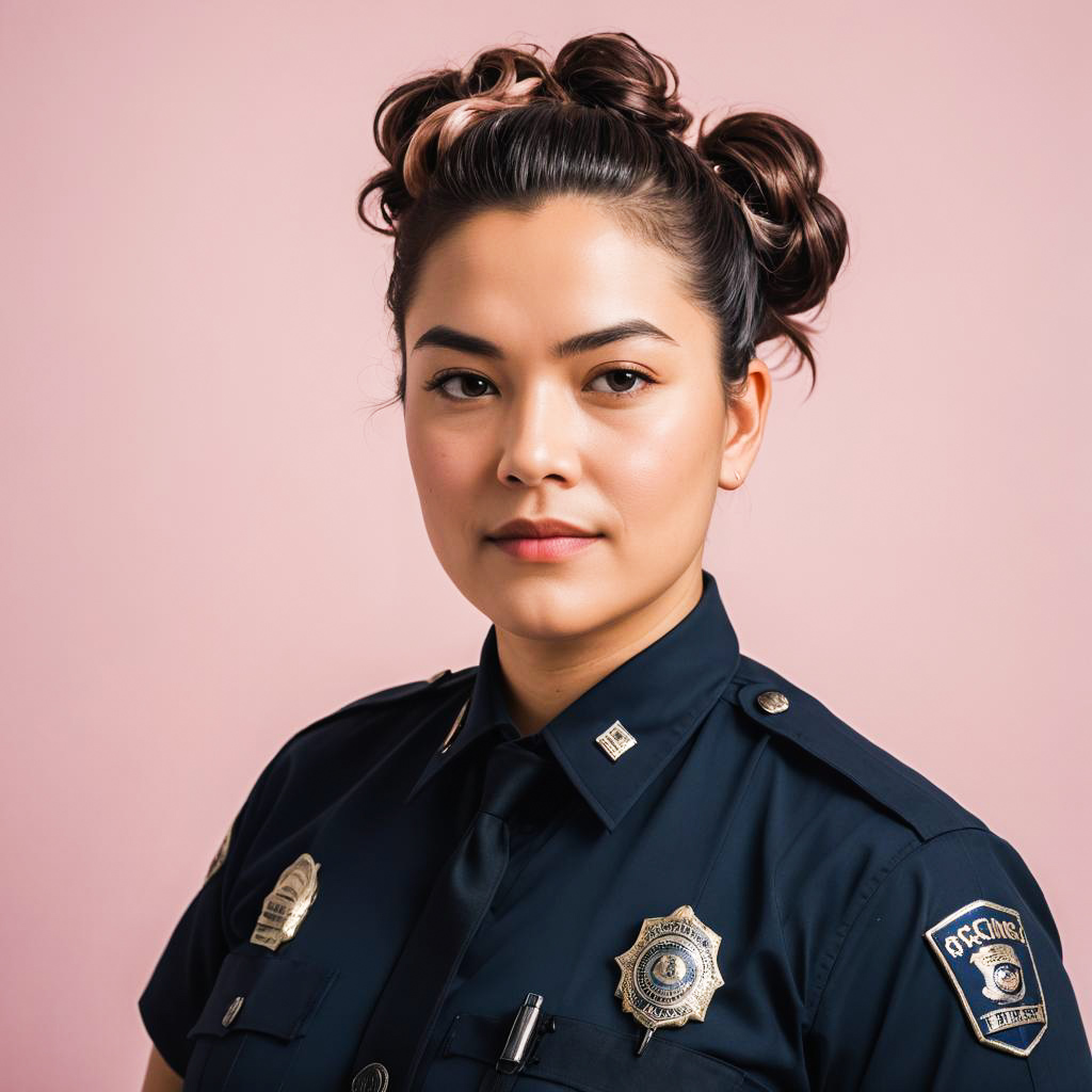 Stylish Woman in Police Uniform Portrait