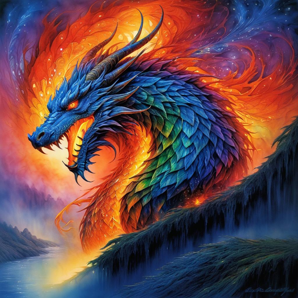 Stunning Neo-Impressionist Dragon Artwork