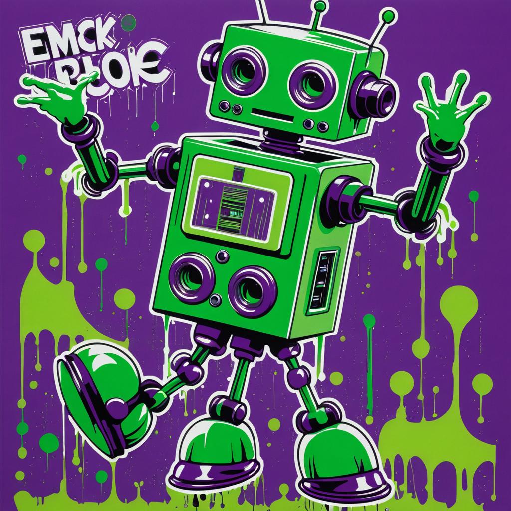 Retro Graffiti Robot Dance Poster