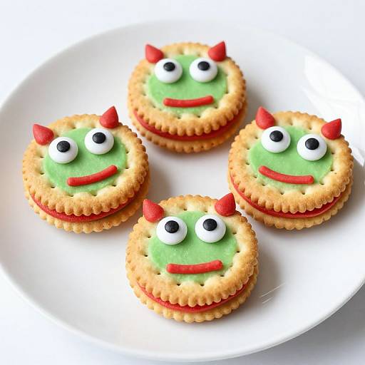 Playful Monster Face Cracker Sandwiches
