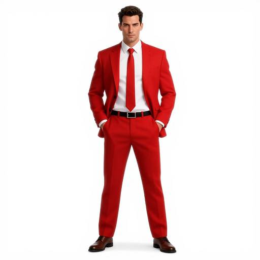 Confident Man in Bold Red Suit