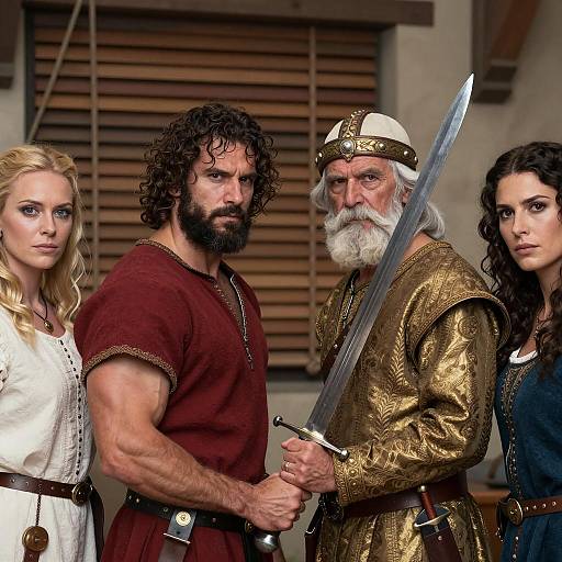 Medieval Gathering with Intense Expressions