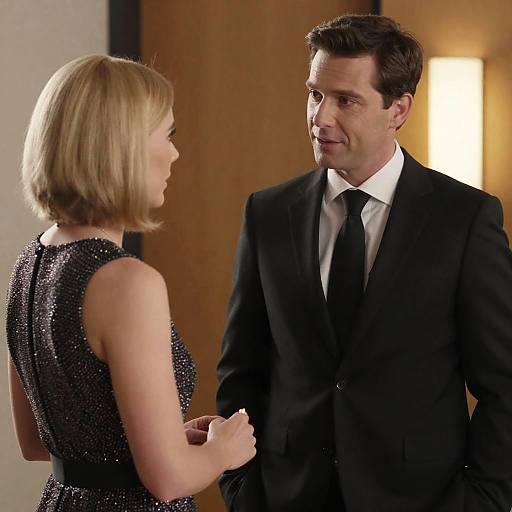 Professional Conversation: Man and Woman in Suit