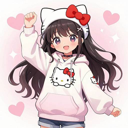 Hello Kitty Anime Girl in Hoodie