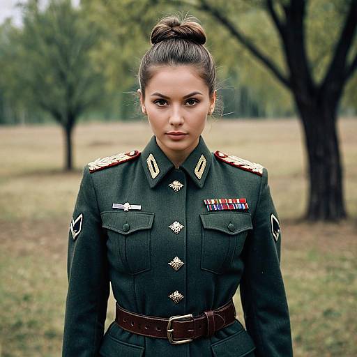 Russian Female Soldier in Dress Uniform