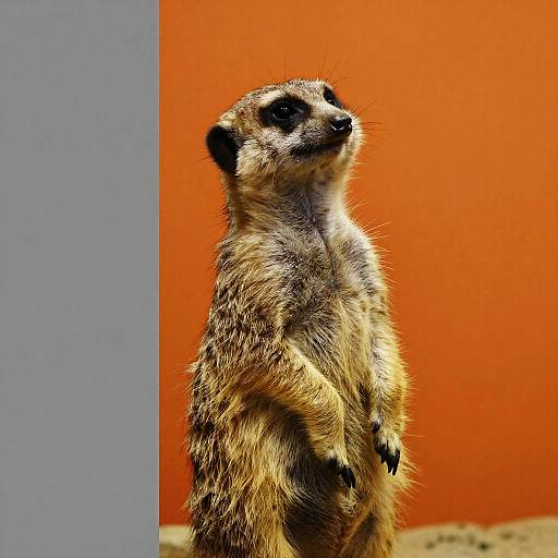 Upright Meerkat on Orange Background