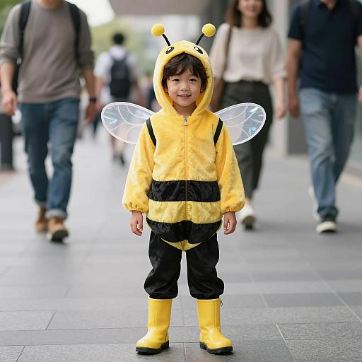 Cheerful Boy in Bumble Bee Costume