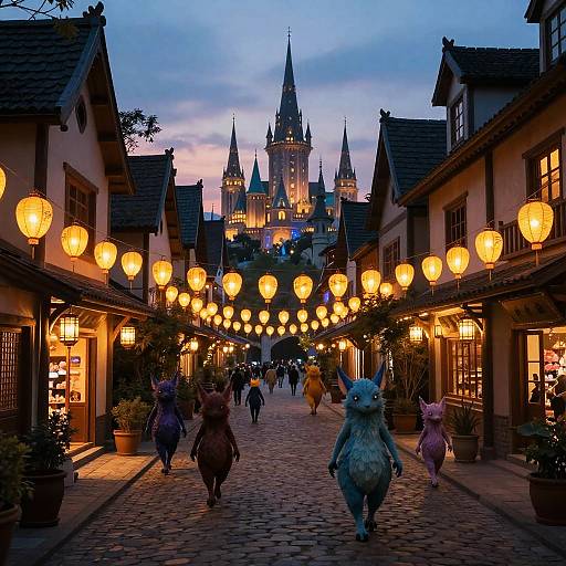 Enchanted Fantasy City Streets at Twilight