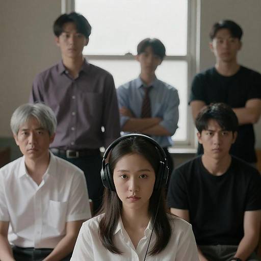 Dramatic Group Portrait in Dim Light