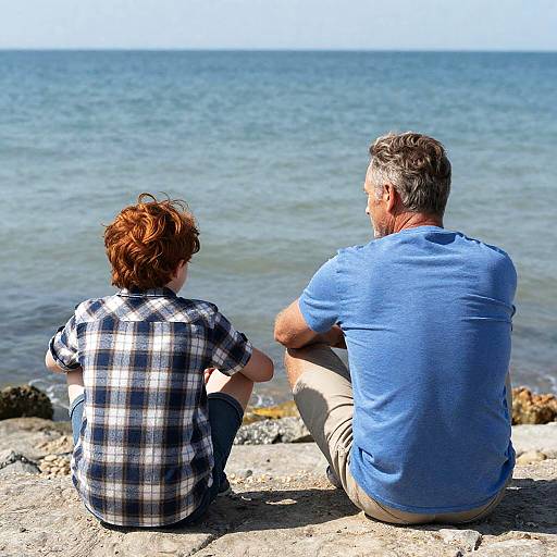 Serene Beach Moment with Family