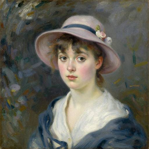 Young Woman Wearing Hat by Renoir