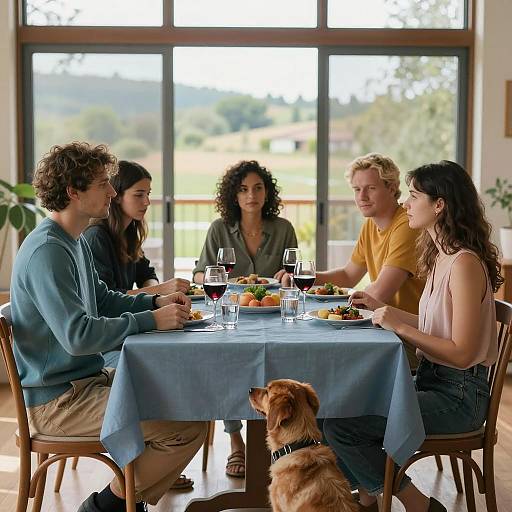 Family Gathering Around a Dining Table