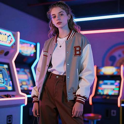 Teen Mullet in Neon Arcade Editorial