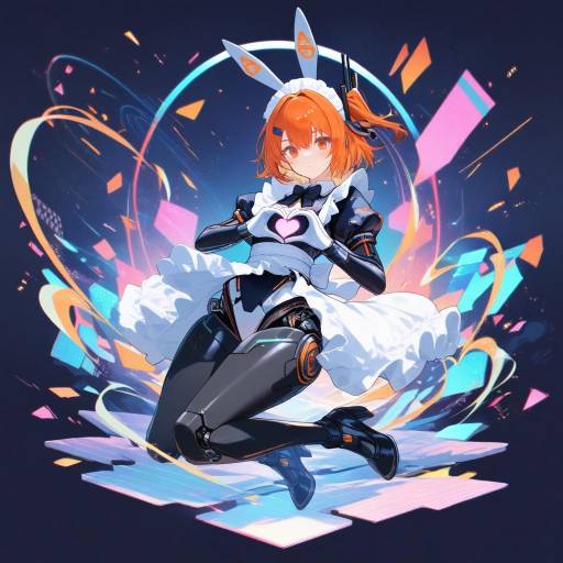 Futuristic Android Maid with Neon Energy