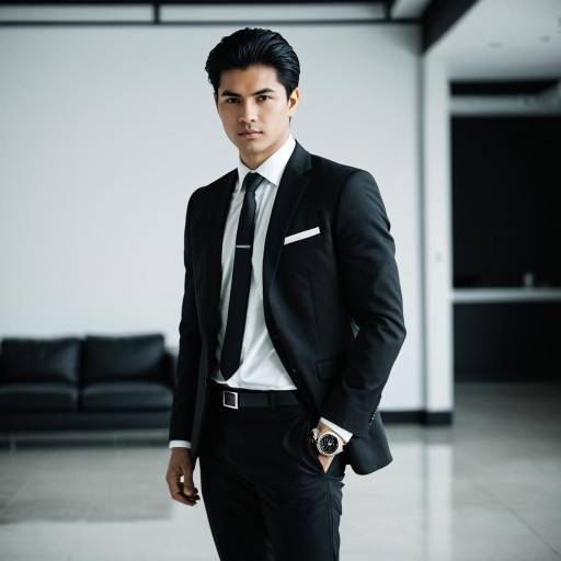 Confident Man in Black Formal Suit