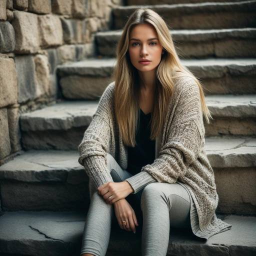 Young Woman Sitting on Stone Steps