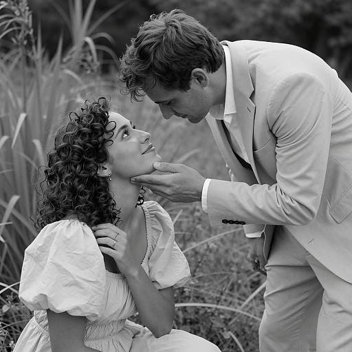 Romantic Black and White Outdoor Portrait