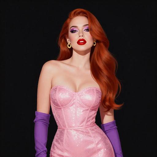 Elegant Woman in Sparkly Pink Dress