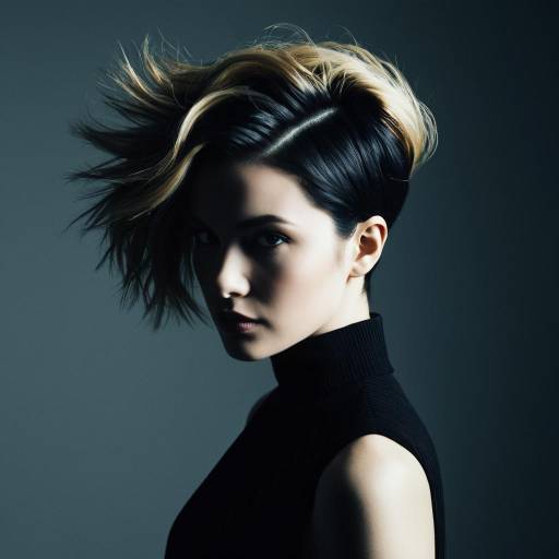 Woman with Textured Crop Hairstyle and Dramatic Side Lighting Woman with Textured Crop Hairstyle and Dramatic Side Lighting