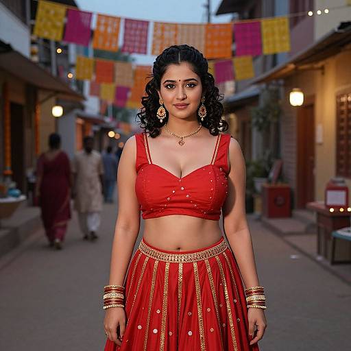 Vibrant Woman in Festive Indian Attire