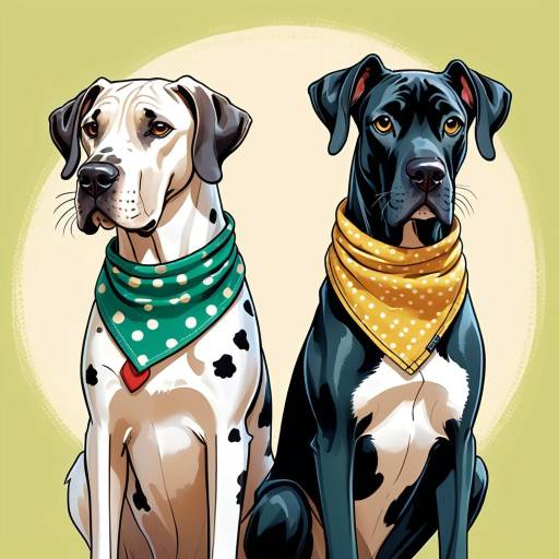 Whimsical Great Dane and Siamese Cat Duo