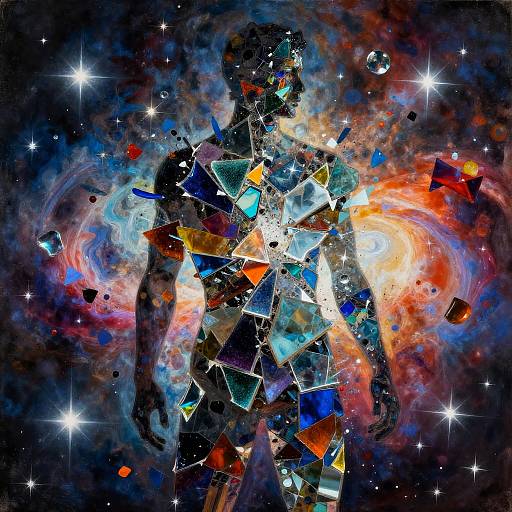 Abstract Human Silhouette with Cosmic Glass