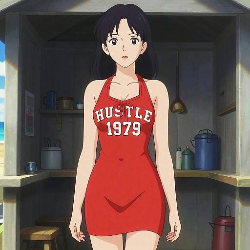 Sporty Chic Woman in Red Dress