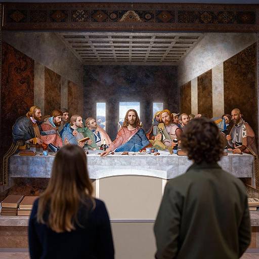 Visitors Admiring 'The Last Supper' Artwork