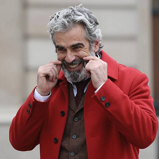 Grinning Man in Red Coat and Vest