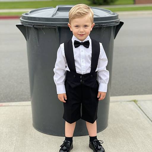 Young Boy in Bin Boy Costume