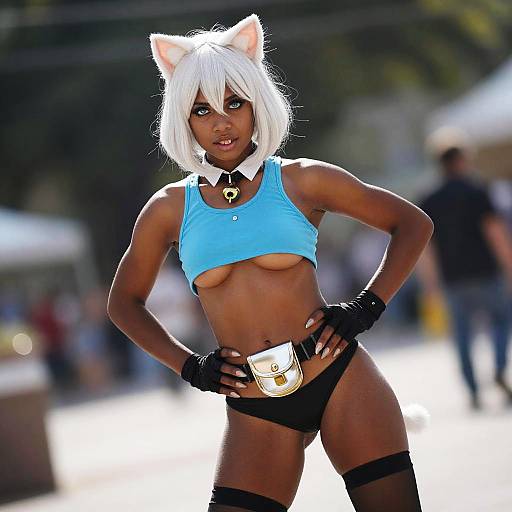 Dynamic Cat-Eared Fitness Muse