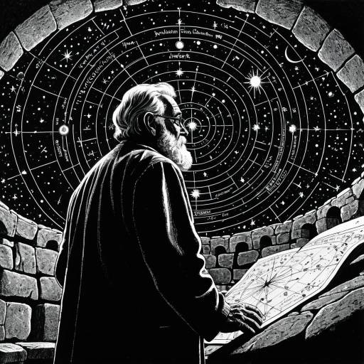 Elderly Astronomer in Ancient Stone Observatory