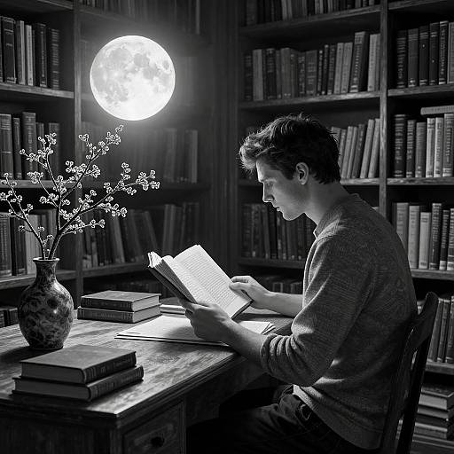 Monochromatic Magical Reading Scene