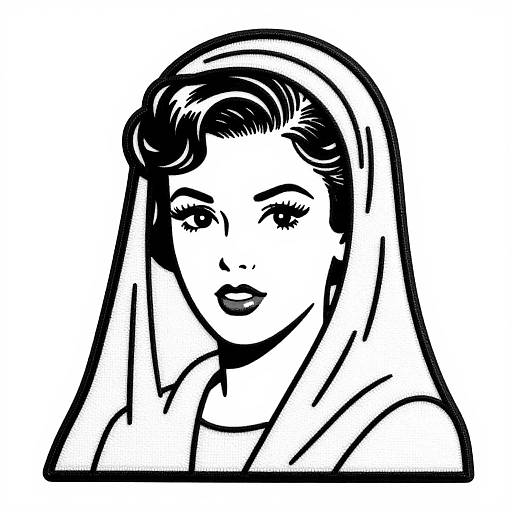 Embroidery Patch of Middle Eastern Woman with 1960s Hairstyle