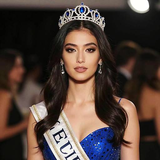 Close-Up Woman in Blue Dress and Crown