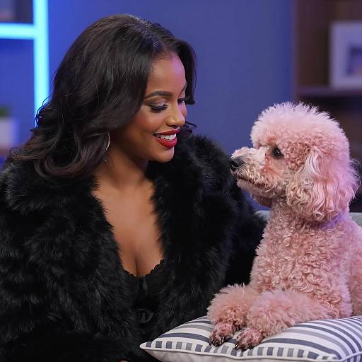 Stylish Woman with Pink Poodle
