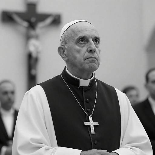 Elderly Priest in Somber Reflection