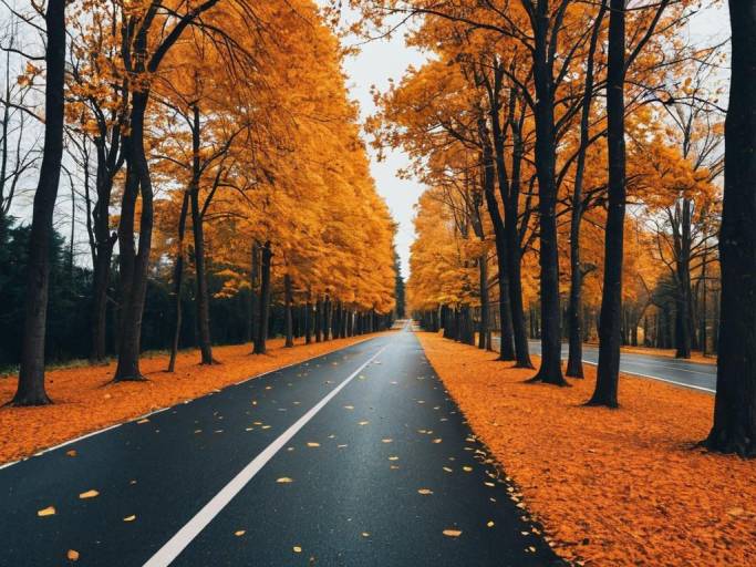Colorful Fall Day Roadside Landscape