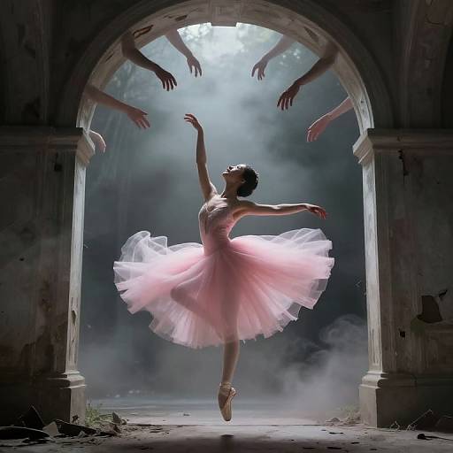 Surreal Ballerina in Ethereal Archway