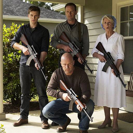 Dramatic Porch Scene with Sci-Fi Elements