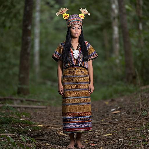 Modern Filipino Tribal Woman in Forest