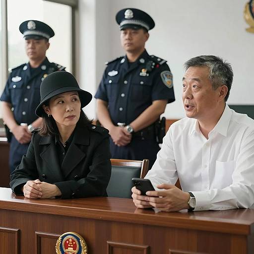 Intense Courtroom Scene with Engaged Listeners