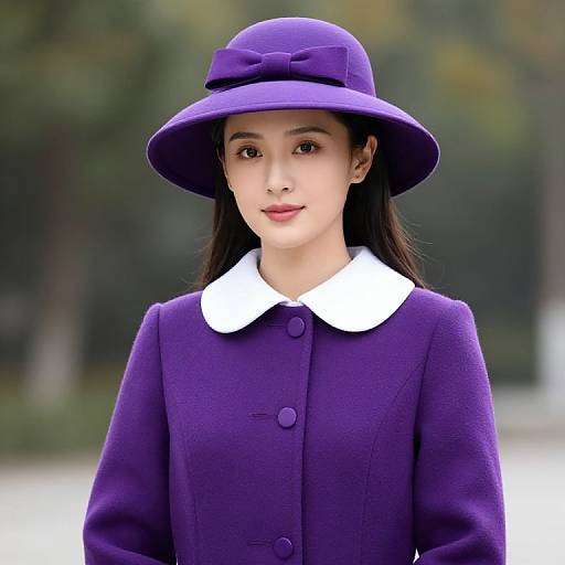 Woman in Purple Coat and Hat