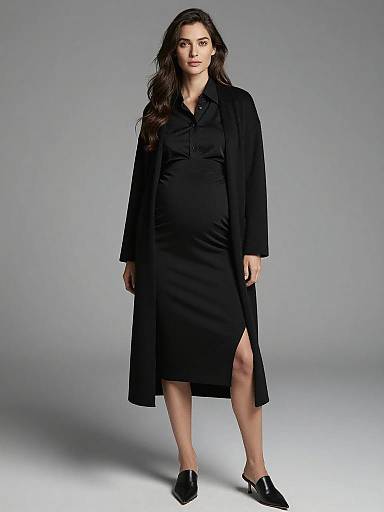 Sleek Monochrome Maternity Fashion Portrait