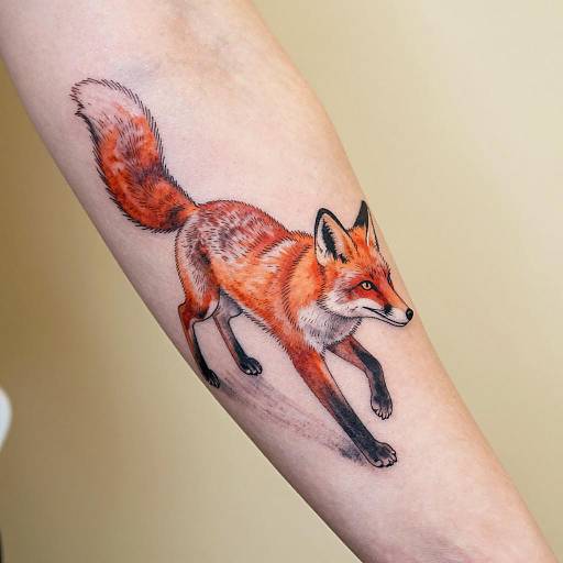 Vibrant Watercolor Red Fox Tattoo