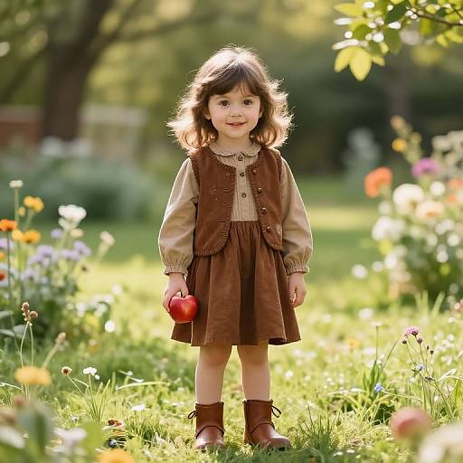 Whimsical Girl in Sunny Meadow